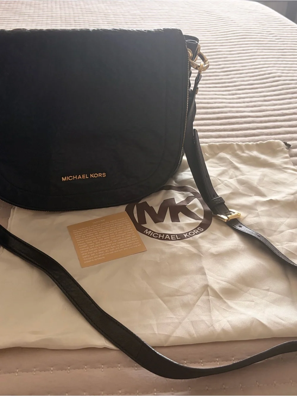 Michael Kors Stanthrope Lamb Leather convertible saddle bag
